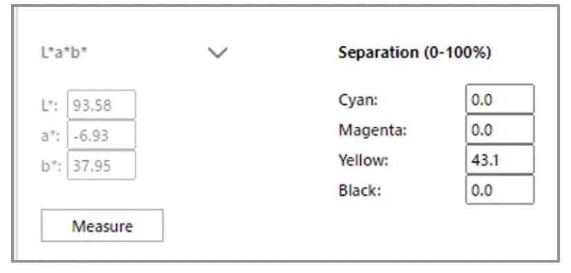 Locked L*a*b values for colors in default libraries